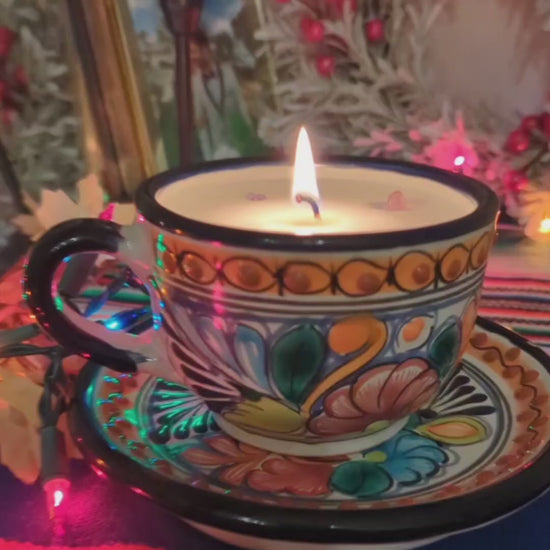 A video of the glowing colorful candle when it is lit